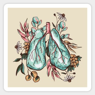 human lungs flowers leaves illustration Sticker